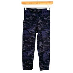 Spanx by Sara Blakely Womens Cropped Leggings Black Navy Camo Small Yoga Jogging
